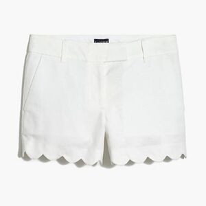 J. Crew High Waist White Scalloped Shorts